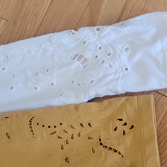 Johnny Was Embroidered Leggings Bundle  cream, blue, gray, yellow white Small S - Picture 5 of 8